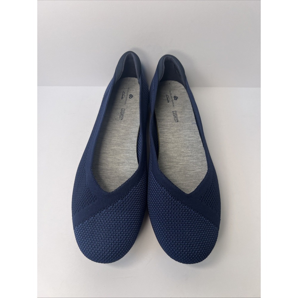 Clarks Cloudsteppers Womens 8.5M Navy Knit Ballet Flats Cushion Soft NWOT - Picture 11 of 16